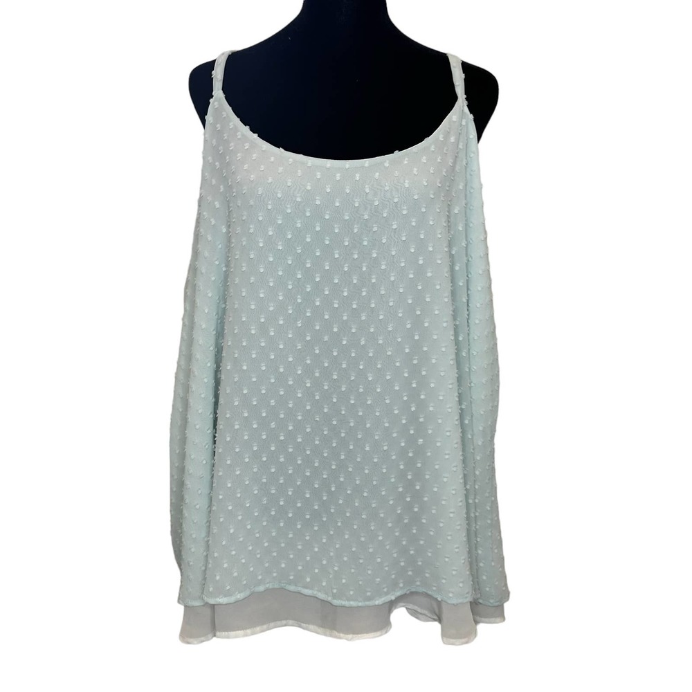 Torrid (2) Light Blue Chiffon Clip Dot Swing Cami